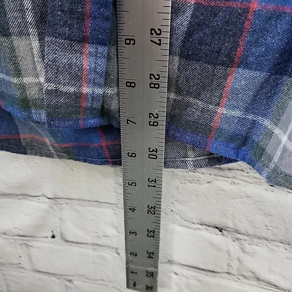Weatherproof Vintage Flannel Shirt Mens XXL Blue Gray‎ Plaid Button Front
